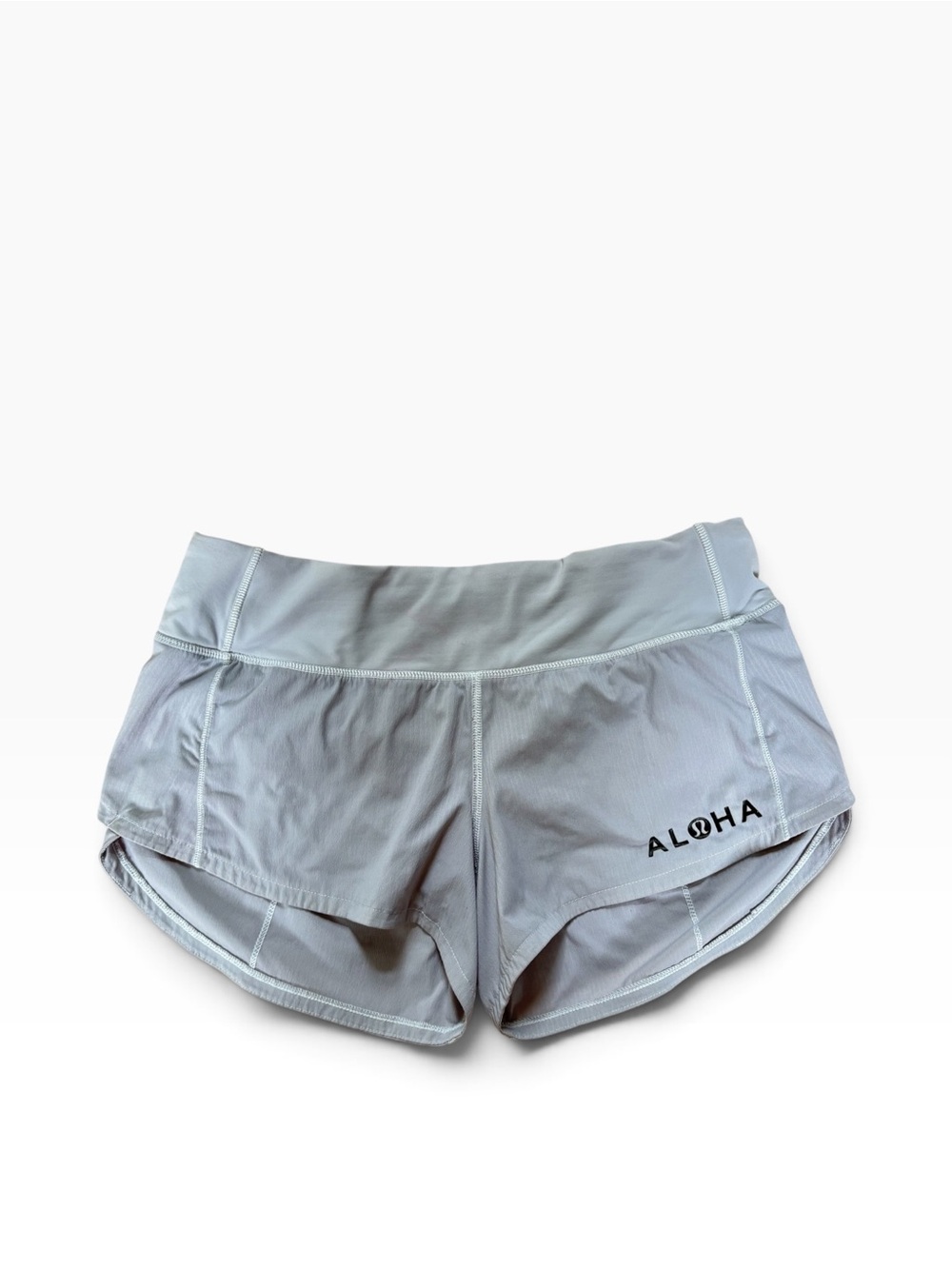 Limited Edition Lululemon Aloha Speed Shorts light gray